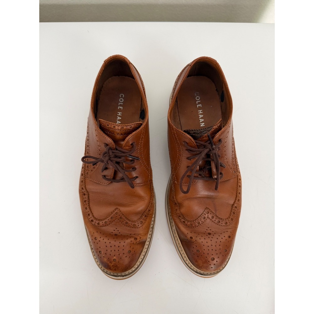 Cole Haan Mens Grand OS Wingtip Oxford British Tan Leather Size 11 M